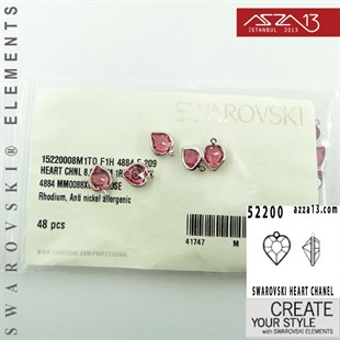 52200 F209 4884 (Rose) 8,8x8 mm Rhodium Plated Linked / 1 Adet