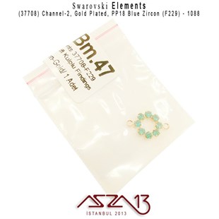 37708 F229 (Blue Zircon) 1088 PP 18 Gold Plated Linked / 1 Adet
