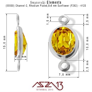 55500 F292 4120 (Sunflower) 8x6 mm Rhodium Plated Linked / 1 Adet