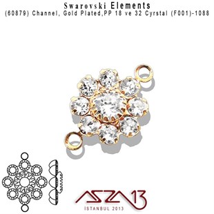 60879 F001 1088 (Crystal) PP 18 ve 32 Gold Plated Linked / 1 Adet