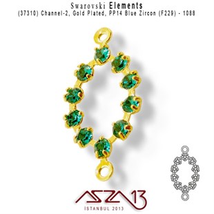 37310 F229 (Blue Zircon) 1088 PP 14 Gold Plated Linked / 1 Adet