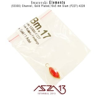 53300 F227 4228 (Lt. Siam) 10x5 mm Gold Plated Linked / 1 Adet