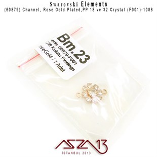 60879 F001 1088 (Crystal) PP 18 ve 32 Rose Gold Plated Linked / 1 Adet