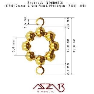 37708 F001 (Crystal) 1088 PP 18 Gold Plated Linked / 1 Adet