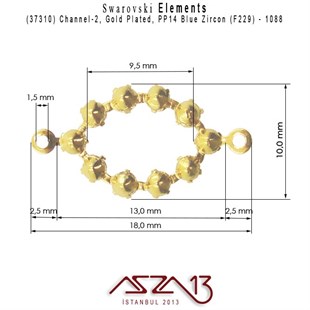 37310 F229 (Blue Zircon) 1088 PP 14 Gold Plated Linked / 1 Adet