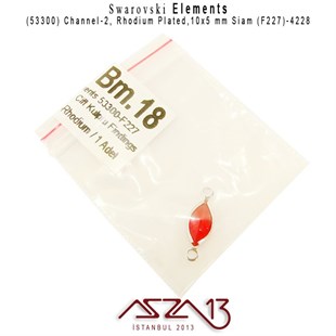 53300 F227 4228 (Lt. Siam) 10x5 mm Rhodium Plated Linked / 1 Adet