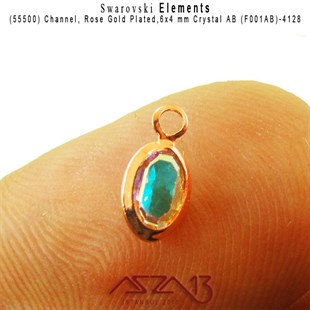 55500 F001AB 4128 (AB Crystal) 6 x 4 mm Rose Gold Plated Linked / 1 Adet