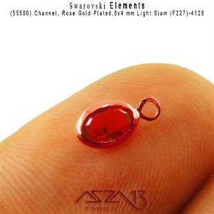 55500 F227 4128 (Lt. Siam) 6 x 4 mm Rose Gold Plated Linked / 1 Adet