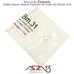 55500 F001AB 4128 (AB Crystal) 6 x 4 mm Rhodium Plated Linked / 1 Adet