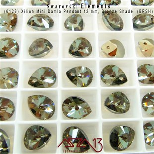 6128 001 BRSH (Crystal Bronze Shade)  Xilion Mini Pear Pendant (Bronz Kapl. Damla Kristal Uç) 12 mm / 4 Adet