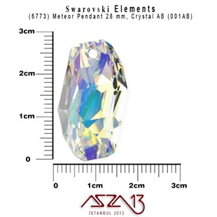 6773 001 AB (Crystal Aurore Boreale) Meteor Pendant (Kaplamalı Kristal Renk, Meteor Şekilli Uç) 28 mm / Paket İçeriği 1 Adet