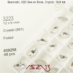 Swarovski 3223 Crystal (Sew-on Stone) 12x6 mm Kristal DikmeTaş