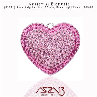 67412  209 (Rose) 06 (Light Rose) Pave Pendant (Pave Kolye Ucu) 20 mm / Paket İçeriği 1 Adet