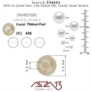 5810-459 Crystal Platinum Pearl 3 mm (İnci) / 50 Adet