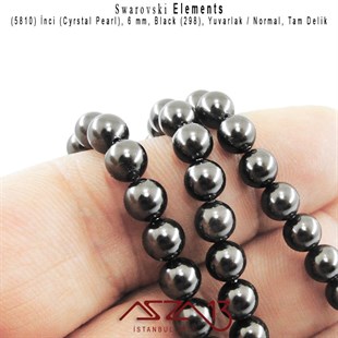 5810-298 Crystal Black Pearl 6 mm (İnci) / 40 Adet