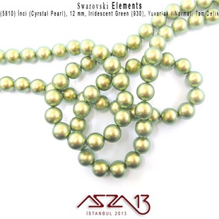 5810-930 Crystal Iridescent Green Pearl 12 mm (İnci) / 10 Adet