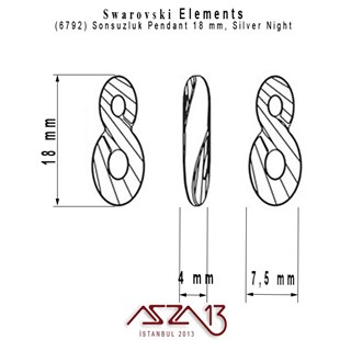 Swarovski 6792 Silver Night (Infinity Pendant) 18 mm Kristal Sonsuzluk