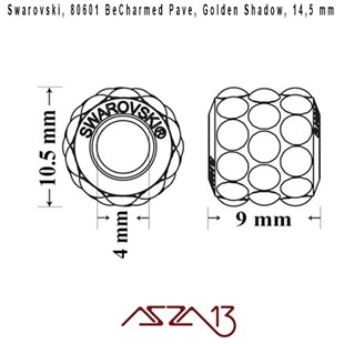 Swarovski 80601 Golden Shadow (BeCharmed Pave Cabochon) 10,5 mm Pave