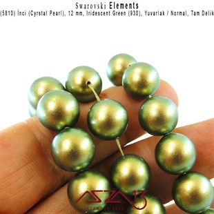 5810-930 Crystal Iridescent Green Pearl 12 mm (İnci) / 10 Adet