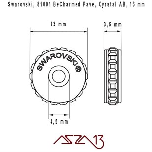 Swarovski 81001 Aurore Boreale (BeCharmed Pave  Stopper) 13 mm Pave
