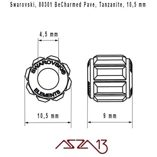 Swarovski 80301 Tanzanite (BeCharmed Bead) 10,5 mm Pave