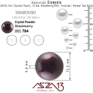 5810-784 Crystal Blackberry Pearl 12 mm (İnci) / 10 Adet