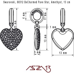 Swarovski 86502 Rose ve Light Rose  (BeCharmed Pave) 13 mm Sallantı Pave