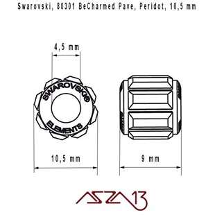 Swarovski 80301 Peridot (BeCharmed Bead) 10,5 mm Pave
