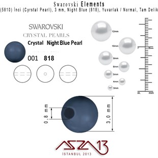 5810-818 Crystal Night Blue Pearl 3 mm (İnci) / 50 Adet