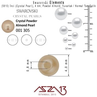5810-305 Crystal Powder Almond Pearl 4 mm (İnci) / 50 Adet