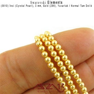 5810-296 Crystal Gold Pearl 3 mm (İnci) / 50 Adet