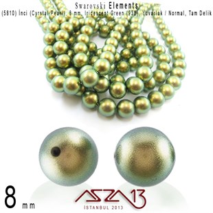 5810-930 Crystal Iridescent Green Pearl 8 mm (İnci) / 30 Adet