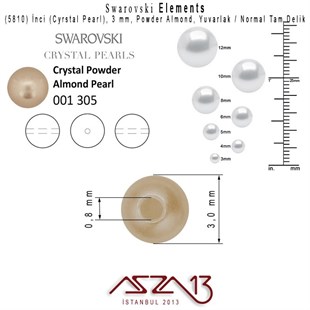 5810-305 Crystal Powder Almond Pearl 3 mm (İnci) / 50 Adet