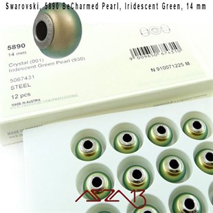 Swarovski 5890 Iridescentgreen (BeCharmed Pearl) 14 mm Pave