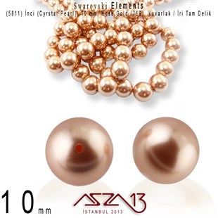 5811-769 Crystal Rose Gold Pearl 10 mm (İri Delik İnci) / 15 Adet