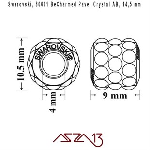 Swarovski 80601 Aurore Boreale (BeCharmed Pave Cabochon) 10,5 mm Pave