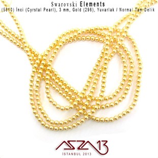 5810-296 Crystal Gold Pearl 3 mm (İnci) / 50 Adet