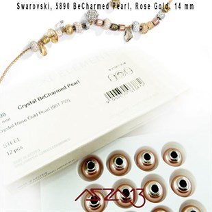 Swarovski 5890 Rose Gold (BeCharmed Pearl) 14 mm Pave