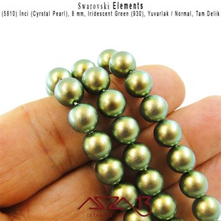 5810-930 Crystal Iridescent Green Pearl 8 mm (İnci) / 30 Adet