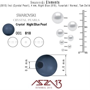 5810-818 Crystal Night Blue Pearl 4 mm (İnci) / 50 Adet