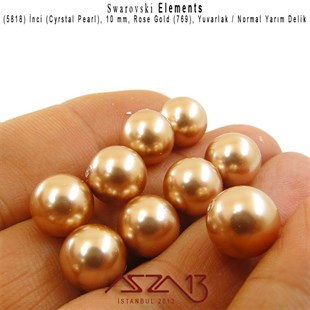 5818-769 Crystal Rose Gold Pearl 10 mm (Yarım Delik İnci) / 4 Adet