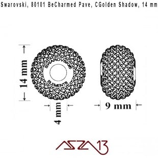 Swarovski 80101 Golden Shadow (BeCharmed Pave) 14 mm Pave