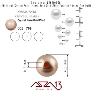 5810-769 Crystal Rose Gold Pearl 4 mm (İnci) / 50 Adet