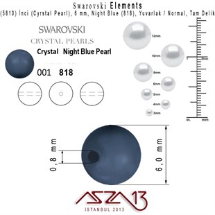 5810-818 Crystal Night Blue Pearl 6 mm (İnci) / 40 Adet