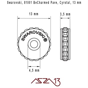 Swarovski 81001 Crystal (BeCharmed Pave  Stopper) 13 mm Pave