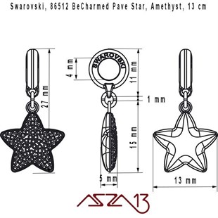 Swarovski 86512 Amethyst ve Light Amethyst (BeCharmed Pave) 13 mm Sallantı Pave