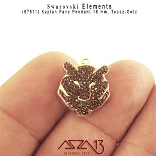 Swarovski 67511 Gold-Topaz (Pave Pendant) 16 mm Kaplan (Tiger) Kolye Ucu