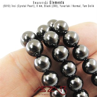 5810-298 Crystal Black Pearl 8 mm (İnci) / 30 Adet