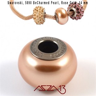 Swarovski 5890 Rose Gold (BeCharmed Pearl) 14 mm Pave