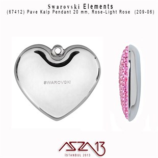 67412  209 (Rose) 06 (Light Rose) Pave Pendant (Pave Kolye Ucu) 20 mm / Paket İçeriği 1 Adet
